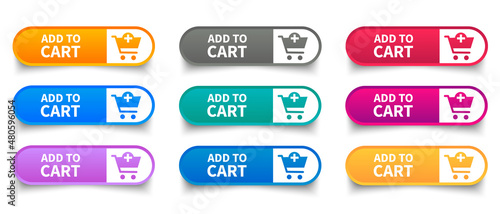 Add to cart buttons. Shopping Cart icon. Vector illustration.