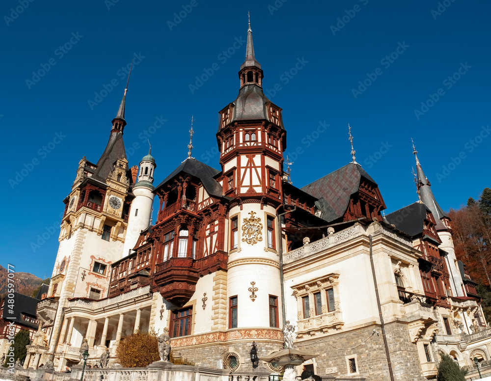 View of The Peles Castle in Romania View of The Peles Castle in Romania