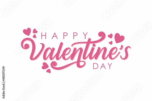 valentine's day celebration, Happy Valentines Day typography poster with handwritten calligraphy text, Vector illustration