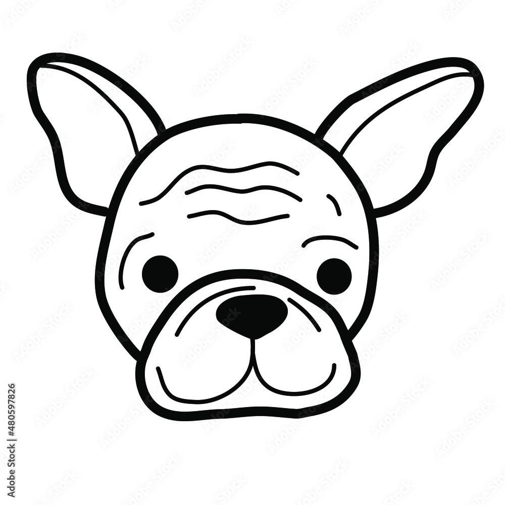 Dog doodle. Dog breeds hand drawn. Pomeranian, labrador, collie, sheltie, bulldog, poodle, akita, husky head. Vector vet illustration on a white background.