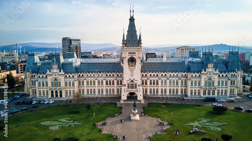 Fotografie Aerial drone view of the Palace of Culture in Iasi, Romani