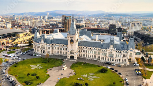 Tablou pe pânză Aerial drone view of the Palace of Culture in Iasi, Romani