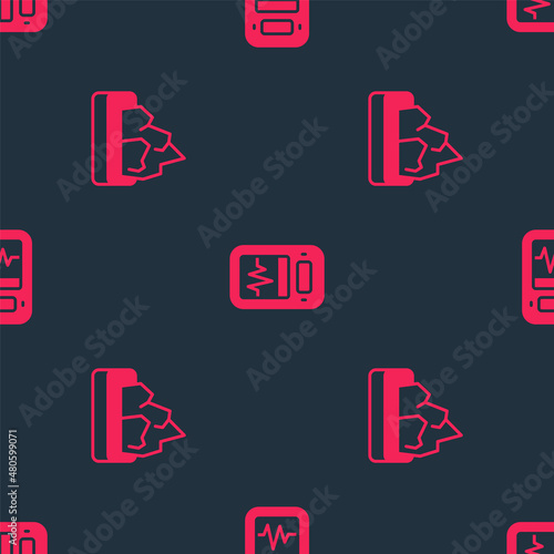 Set Ore mining and Seismograph on seamless pattern. Vector