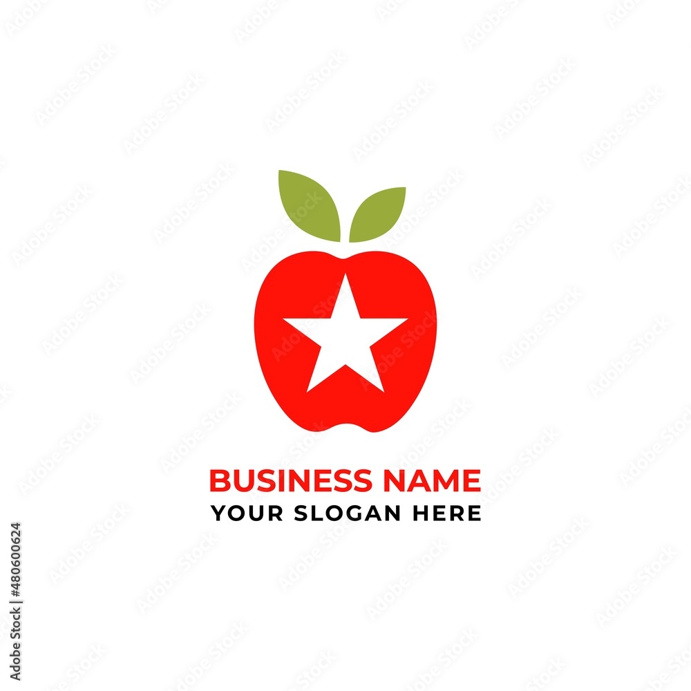fruit logo design. apple logo design with a star. apple logo design red color