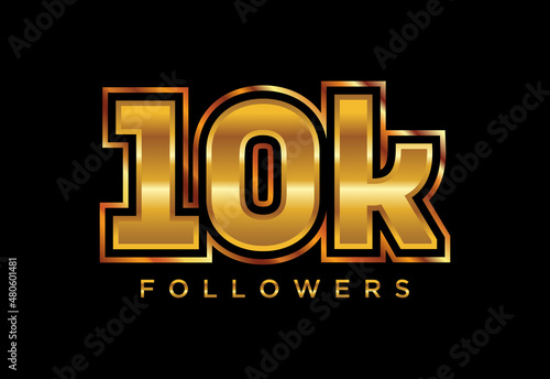 3d golden 10k followers social media celebration design. Vector illustration