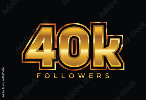 3d golden 40k followers social media celebration design. Vector illustration