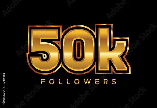 3d golden 50k followers social media celebration design. Vector illustration