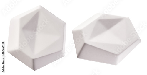Canvas-taulu White 3D interior decorative wall gypsum panel with geometric pattern isolated o