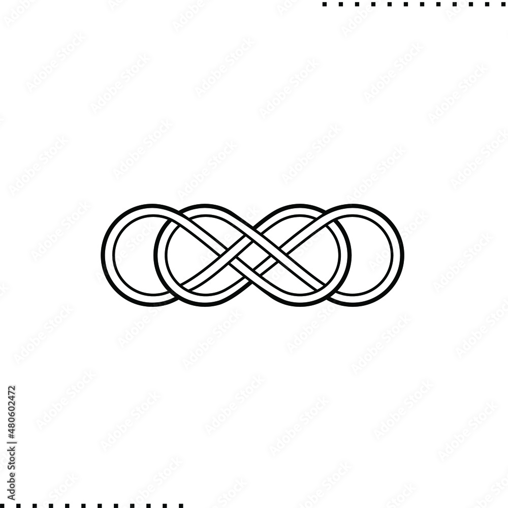 a double knot in an infinity shape, tattoo sign, vector illustration isolated on white