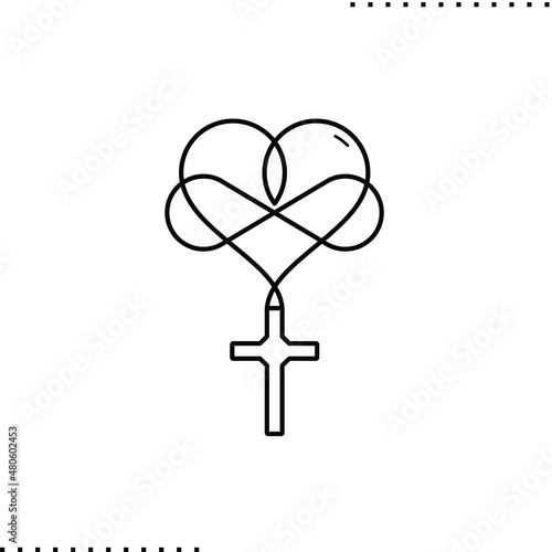 An infinite of  God's love symbol, heart, cross, infinity sign, vector tattoo illustration isolated on white