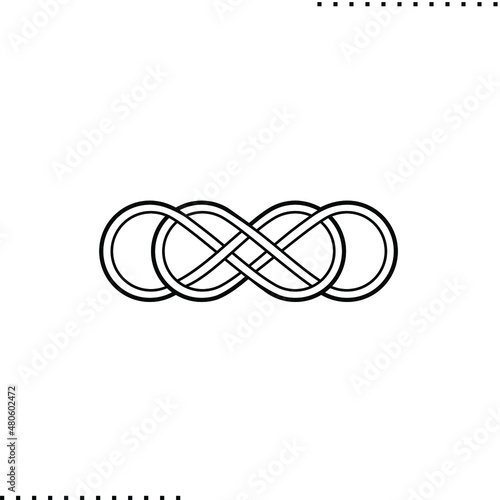 a double knot in an infinity shape, tattoo sign, vector illustration isolated on white