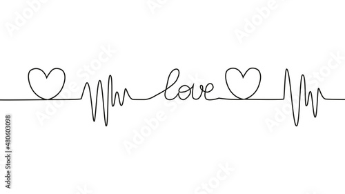 love lettering heartbeat design positive motivational optimist heart love.