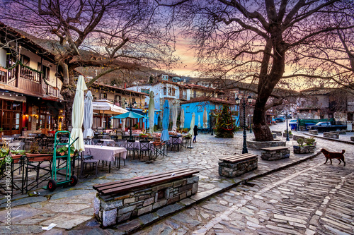 The old historical village of Ampelakia, Larissa, Greece photo