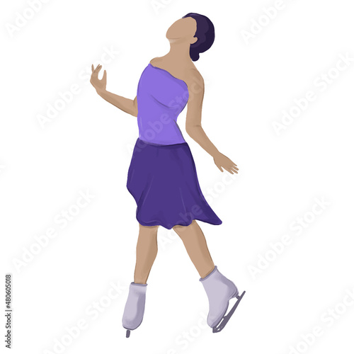 Figure skater on ice. Women's single skating. Athlete in motion vector image