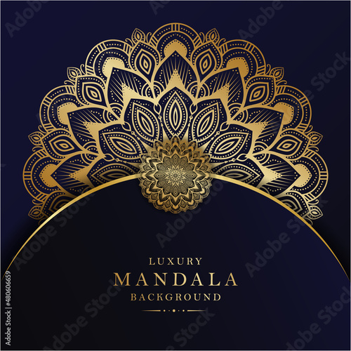 Beautiful luxury mandala background with golden color