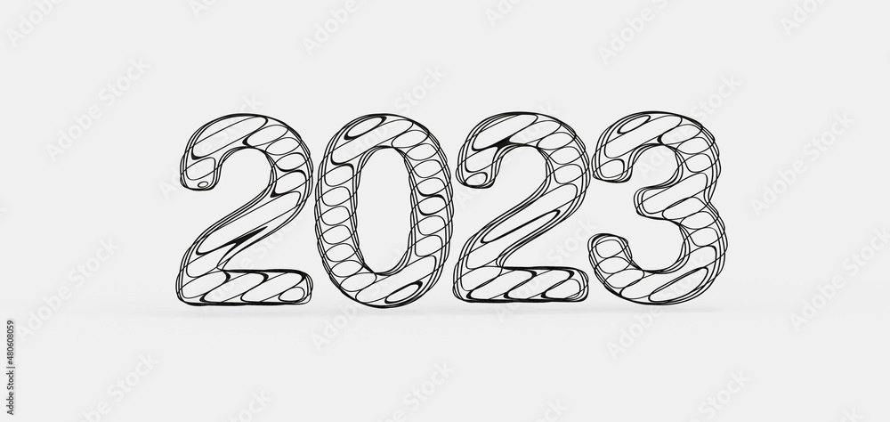 Happy New Year 2023. 3D illustration numbers isolated