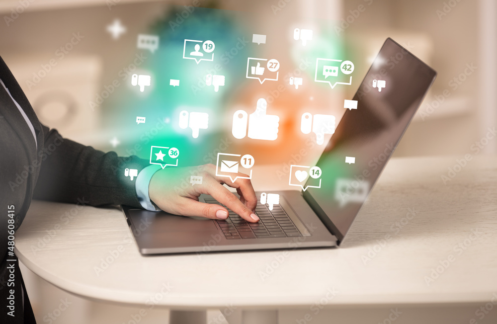 Young person surfing on social media network Young person surfing on social media network