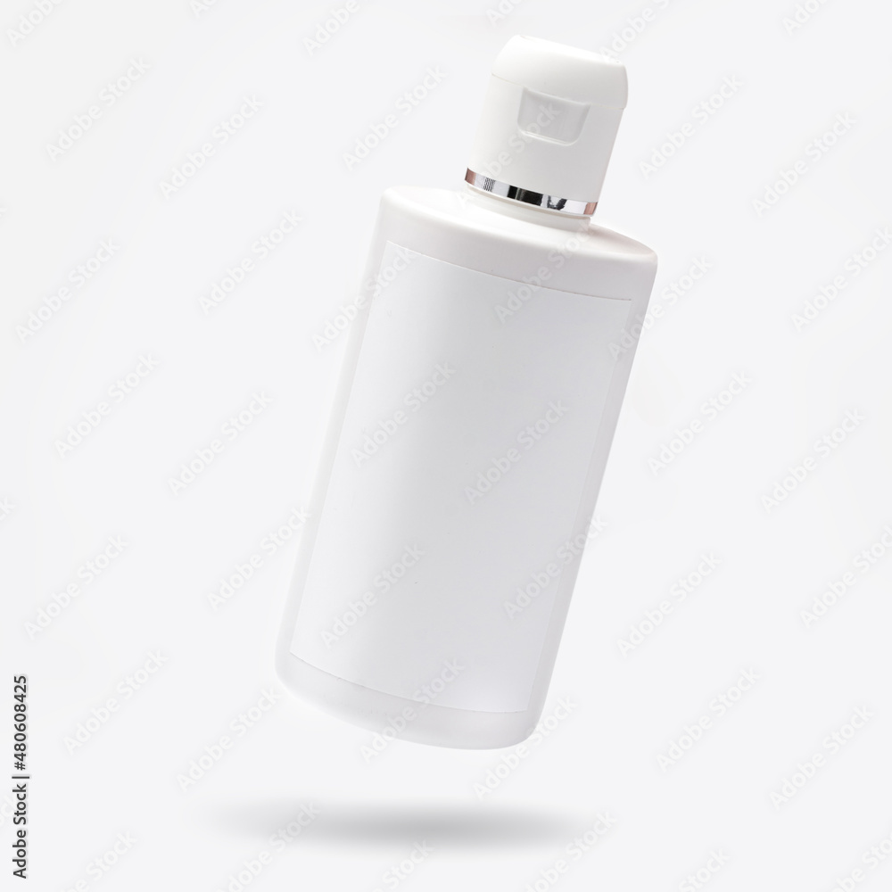 White plastic bottles mockup set - packaging on white background White plastic bottles mockup set - packaging on white background