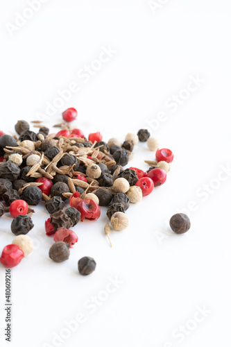 Colorful mix of spices isolated on a white background