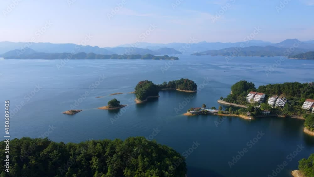 Aerial photography of the natural scenery of Qiandao Lake in Hangzhou Aerial photography of the natural scenery of Qiandao Lake in Hangzhou