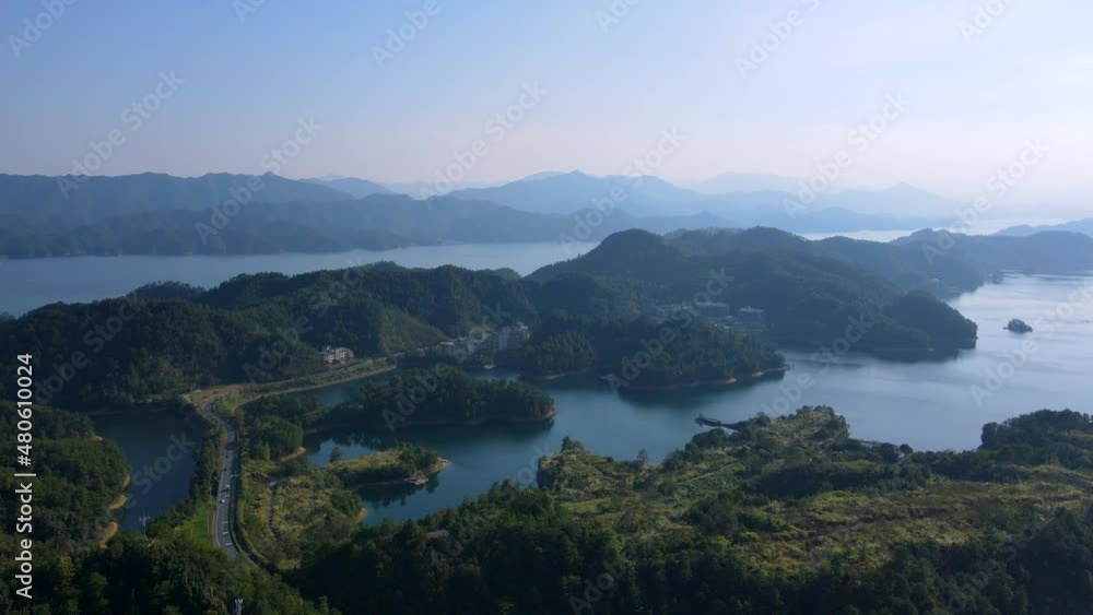 Aerial photography of the natural scenery of Qiandao Lake in Hangzhou Aerial photography of the natural scenery of Qiandao Lake in Hangzhou