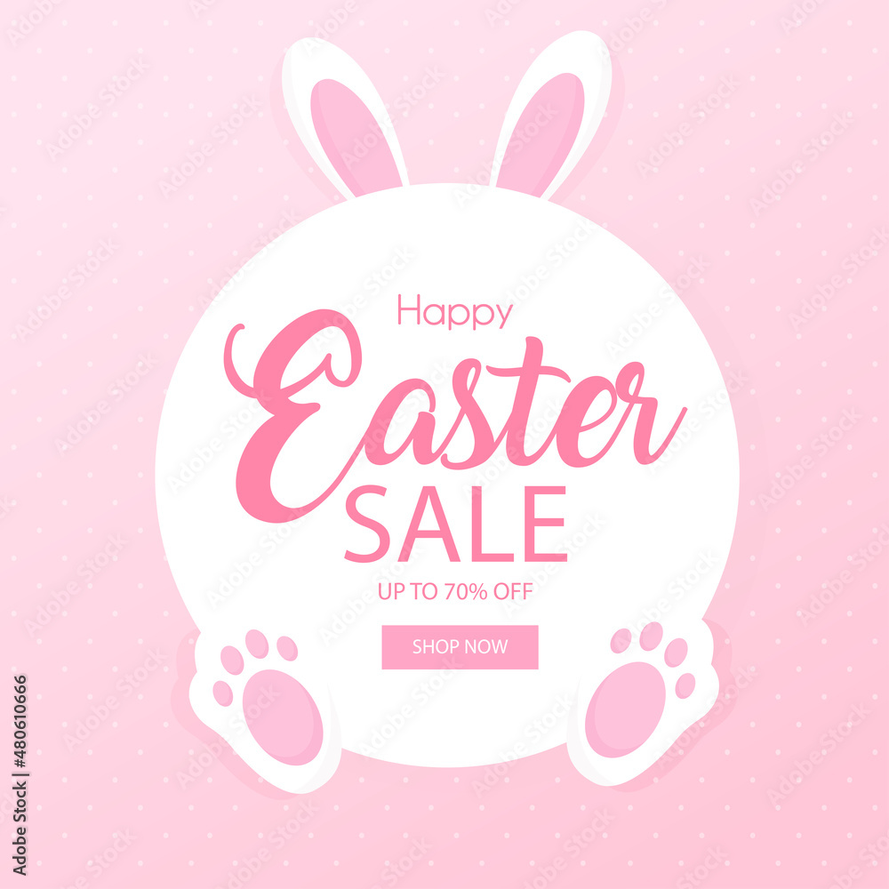Happy easter, discount template. Vector illustration.