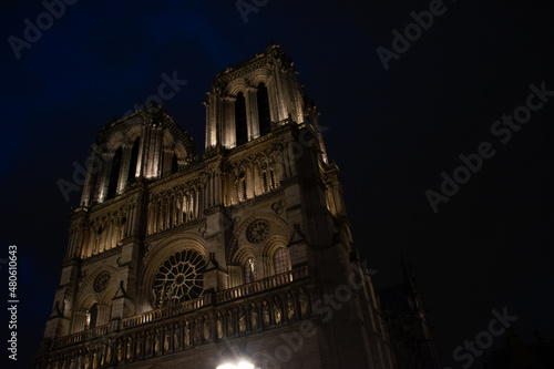 notre dame cathedral at night