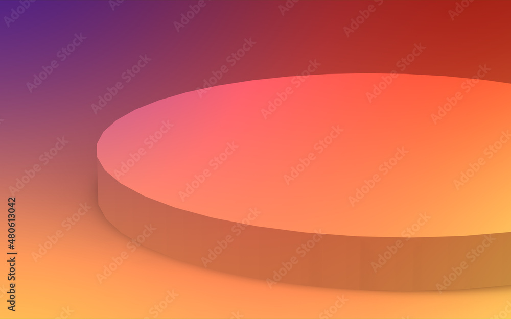 3d yellow orange and purple neon light cylinder podium minimal studio gradient colors background. Abstract 3d geometric shape object illustration render. Display for summer holiday product. 3d yellow orange and purple neon light cylinder podium minimal studio gradient colors background. Abstract 3d geometric shape object illustration render. Display for summer holiday product.