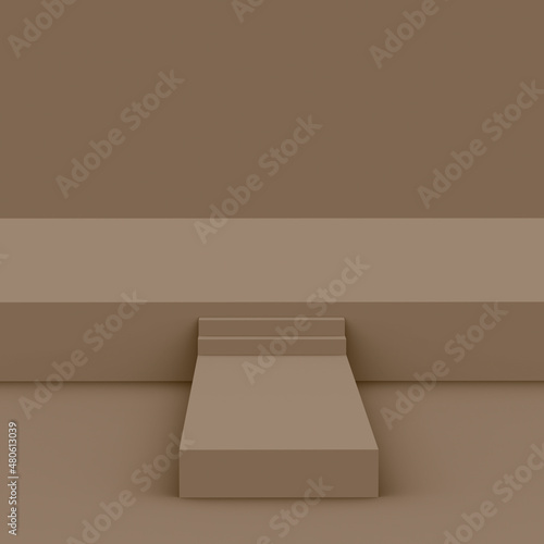 Fototapeta Naklejka Na Ścianę i Meble -  3d brown cube and box podium minimal scene studio background. Abstract 3d geometric shape object illustration render. Natural color tones.