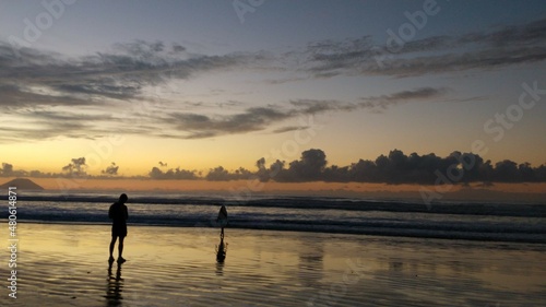 sunset on the beach, nostalgia, two persons