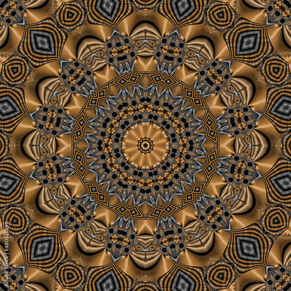 3d effect - abstract gold silver polygonal fractal pattern