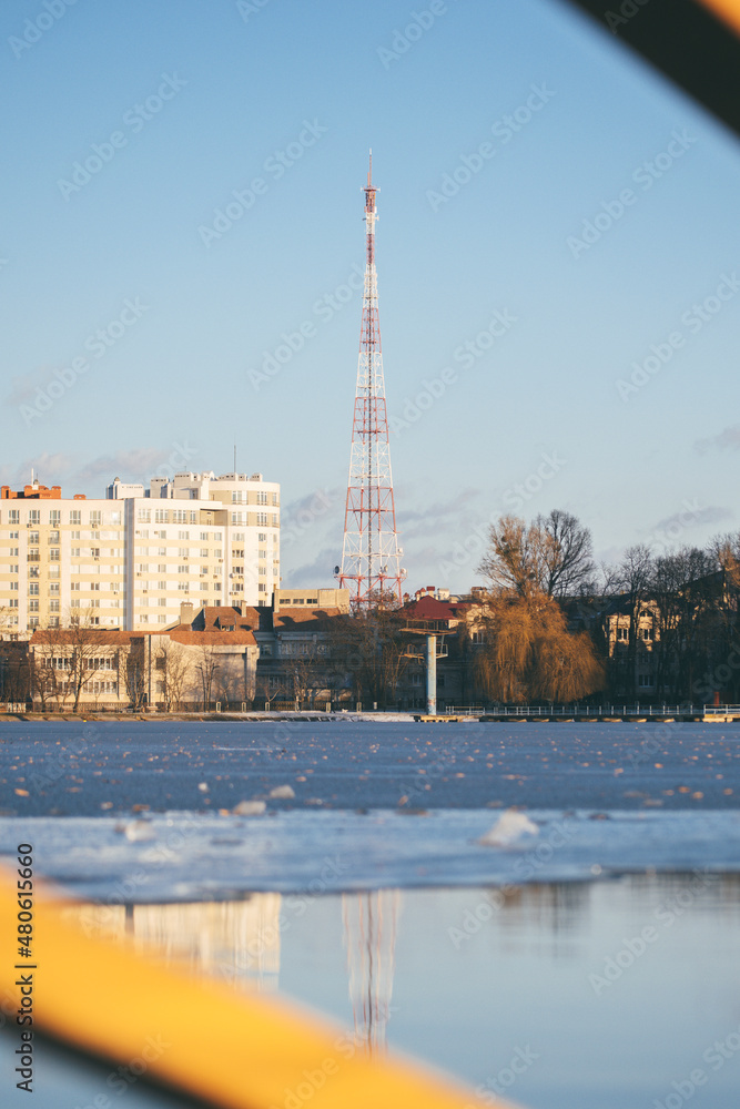 Naklejka premium TV tower. high tower. Mobile and radio tower
