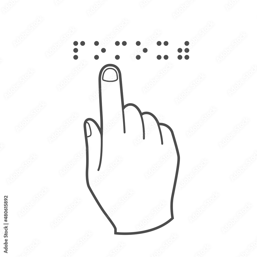 Braille font inscription, word Help, blind person reads by finger, font for visually impaired people, vector Braille font inscription, word Help, blind person reads by finger, font for visually impaired people, vector