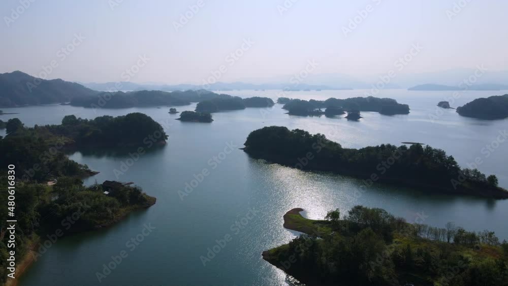 Aerial photography of the natural scenery of Qiandao Lake in Hangzhou Aerial photography of the natural scenery of Qiandao Lake in Hangzhou