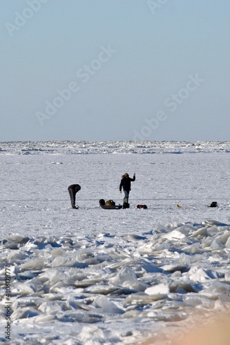 Winter in Manitoba - ice fishing on Lake Winnipeg