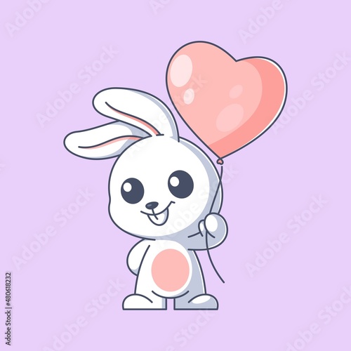 Cute bunny carrying balloons