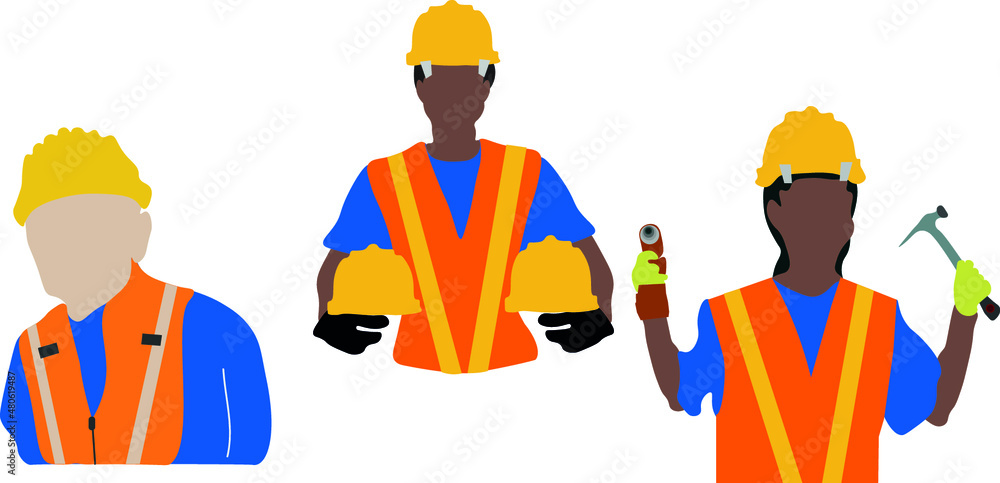 Construction worker people. Flat vector. 