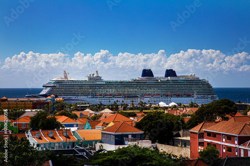 cruise ship in willemstad at curacao photo
