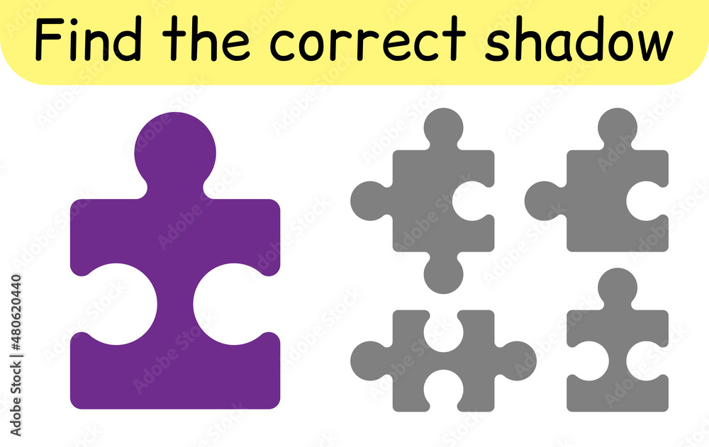 Find the correct shadow. Kids game. Educational matching game for children. Puzzle theme Find the correct shadow. Kids game. Educational matching game for children. Puzzle theme