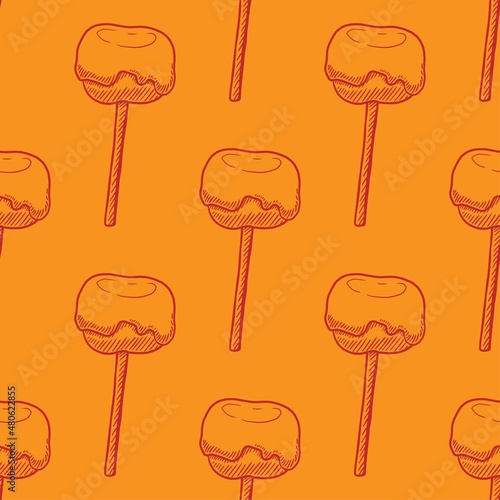 Caramel apple vector illustration seamless pattern