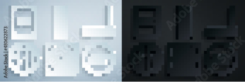 Set Computer cooler, Router and wi-fi signal, Processor, Ar, augmented reality, Video game console and Tablet with text 5k icon. Vector