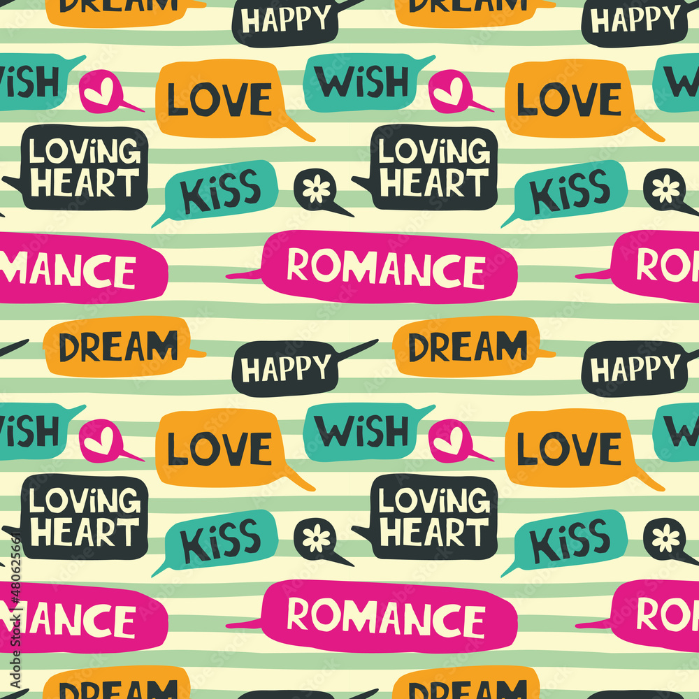 Love speech bubbles.Vector seamless pattern for web page backgrounds, postcards, greeting cards, invitations, pattern fills, surface textures. Love speech bubbles.Vector seamless pattern for web page backgrounds, postcards, greeting cards, invitations, pattern fills, surface textures.