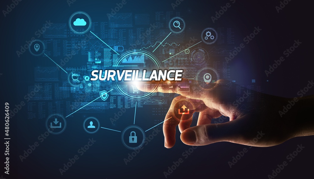 Hand touching cybersecurity button concept Hand touching cybersecurity button concept
