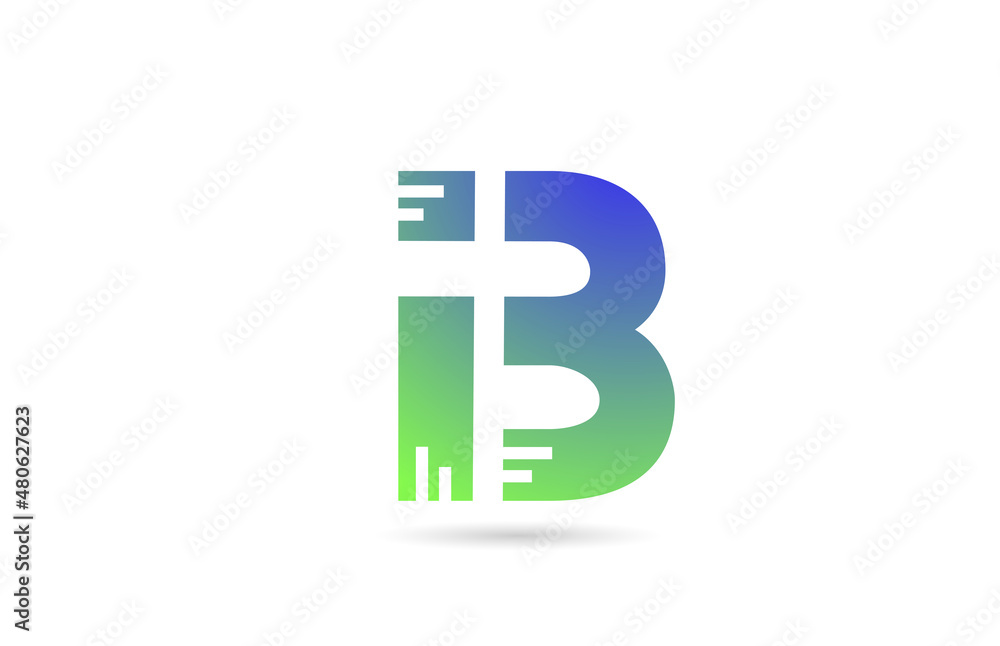 B green alphabet letter icon logo. Creative design for business or company B green alphabet letter icon logo. Creative design for business or company