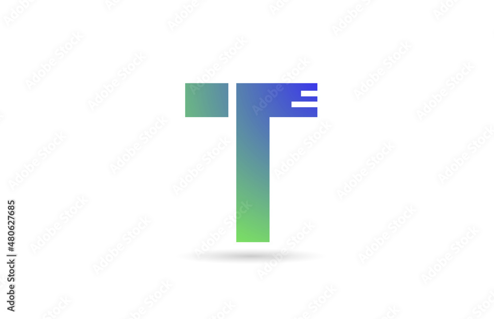 Fototapeta premium T green alphabet letter icon logo. Creative design for business or company