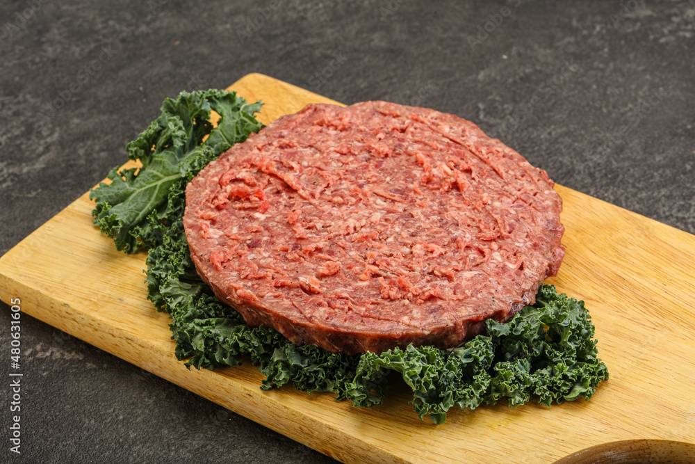 Raw beef burger cutlet for burger Raw beef burger cutlet for burger