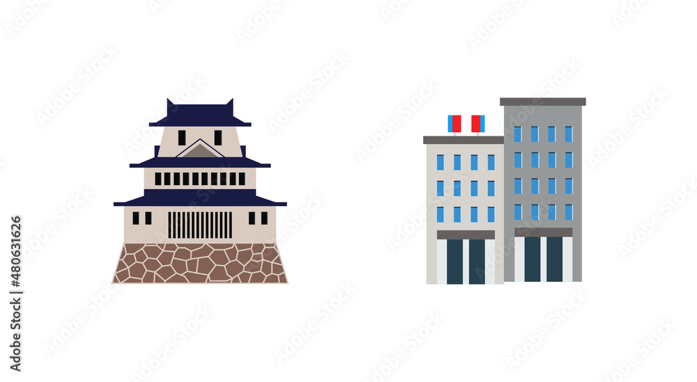 Isolated Japanese castle Emoji Illustration, Vector Flat Icon, Emoticon. Department store vector flat icon. Isolated Department store building emoji illustration