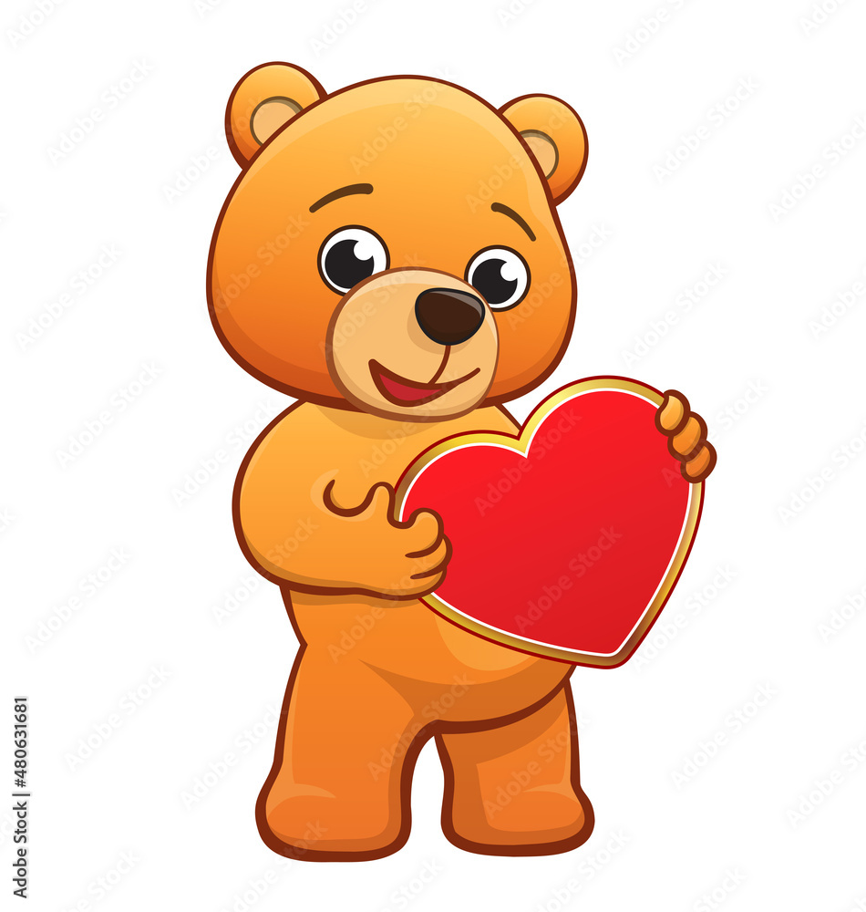 Obraz premium cute cuddly teddy bear with valentines heart