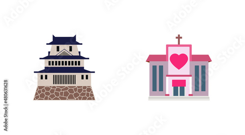 japanese castle emoji, vedding emoji
