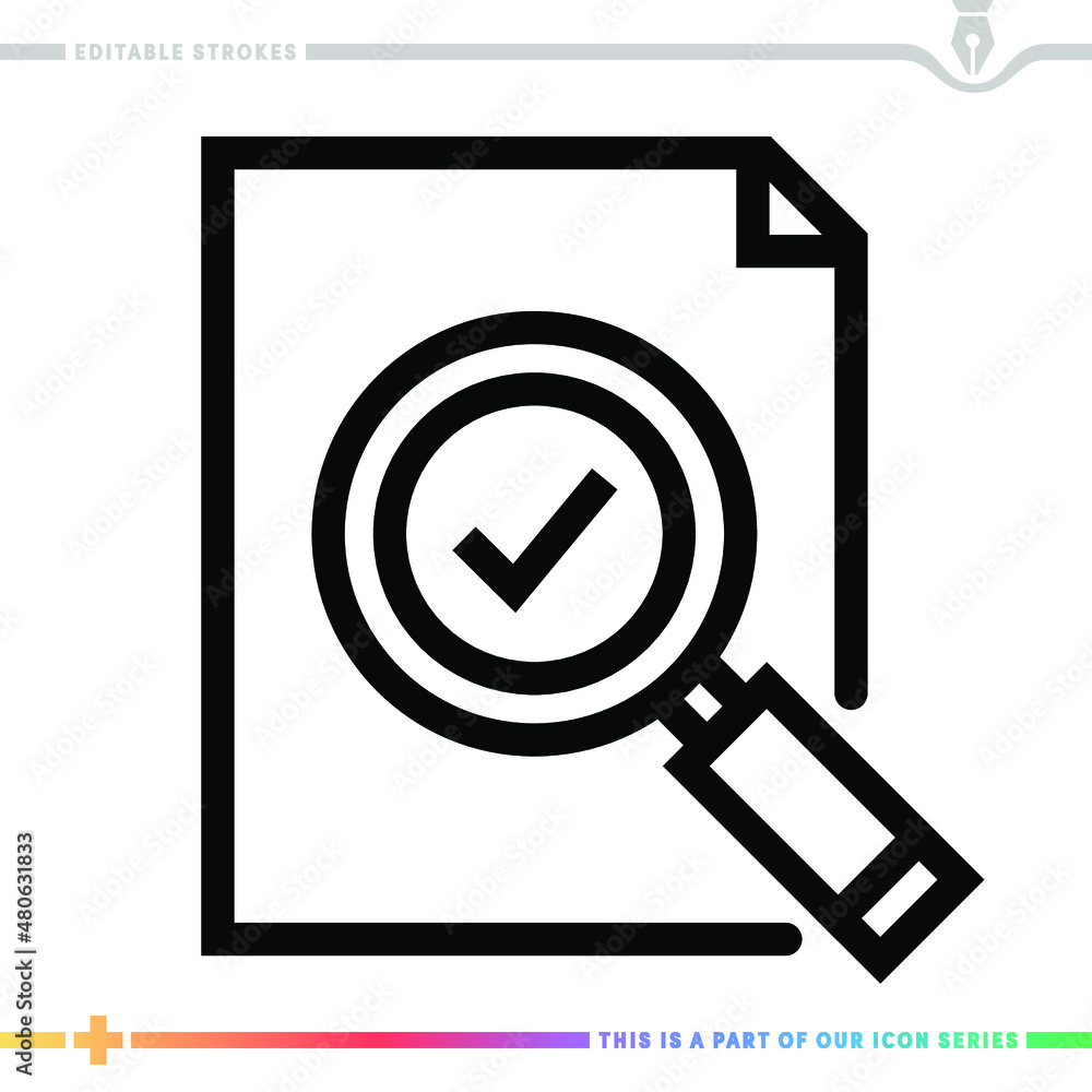 Line icon for less searching more finding illustrations with editable strokes. This vector graphic has customizable stroke width.